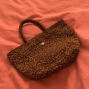 BOTTEGA VENETA Handbag Tote Bag Leopard Print Nylon Beige Authentic
